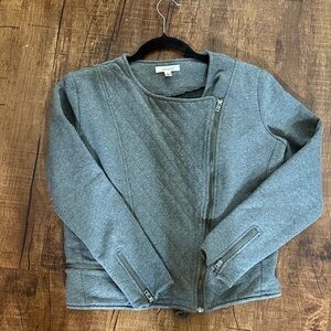 Athleta Belvidere quilted asymmetrical zip moto gray quilted jacket.